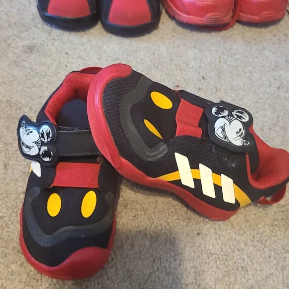Mickey Mouse Adidas size 7K Red, Black, white, and yellow No Box - Picture 3 of 6